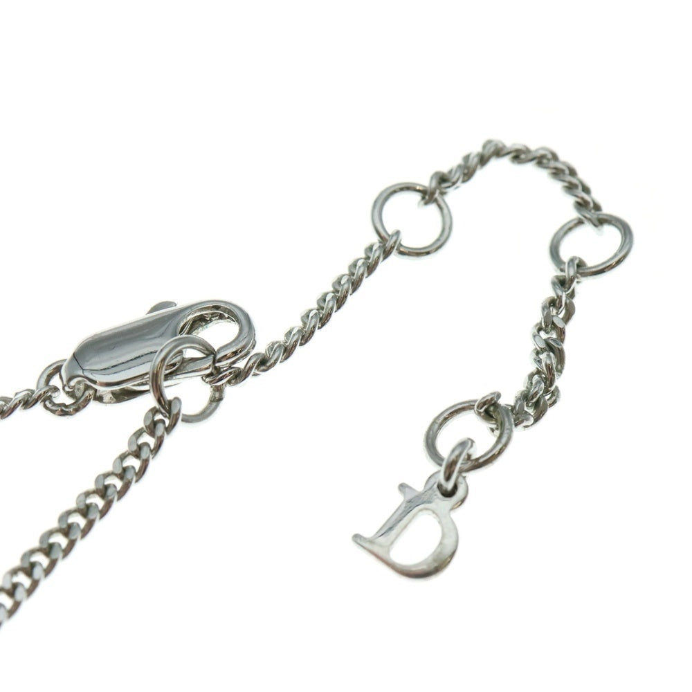 Christian Dior(クリスチャンディオール) リボン カラーストーン ネックレス ペンダント シルバー