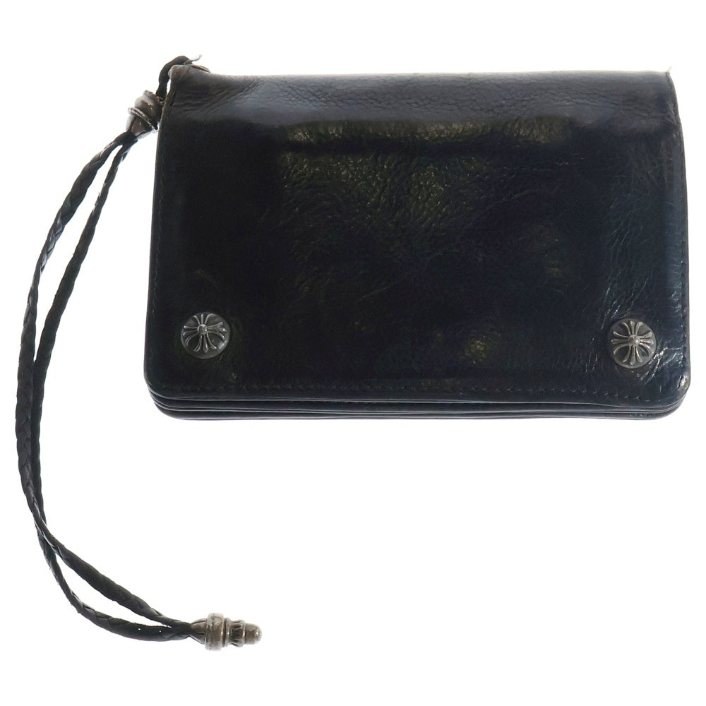 CHROME HEARTS(クロムハーツ) 2ZIP 2ジップ クロスボールボタンレザーウォレット 財布 ブラック BCA363