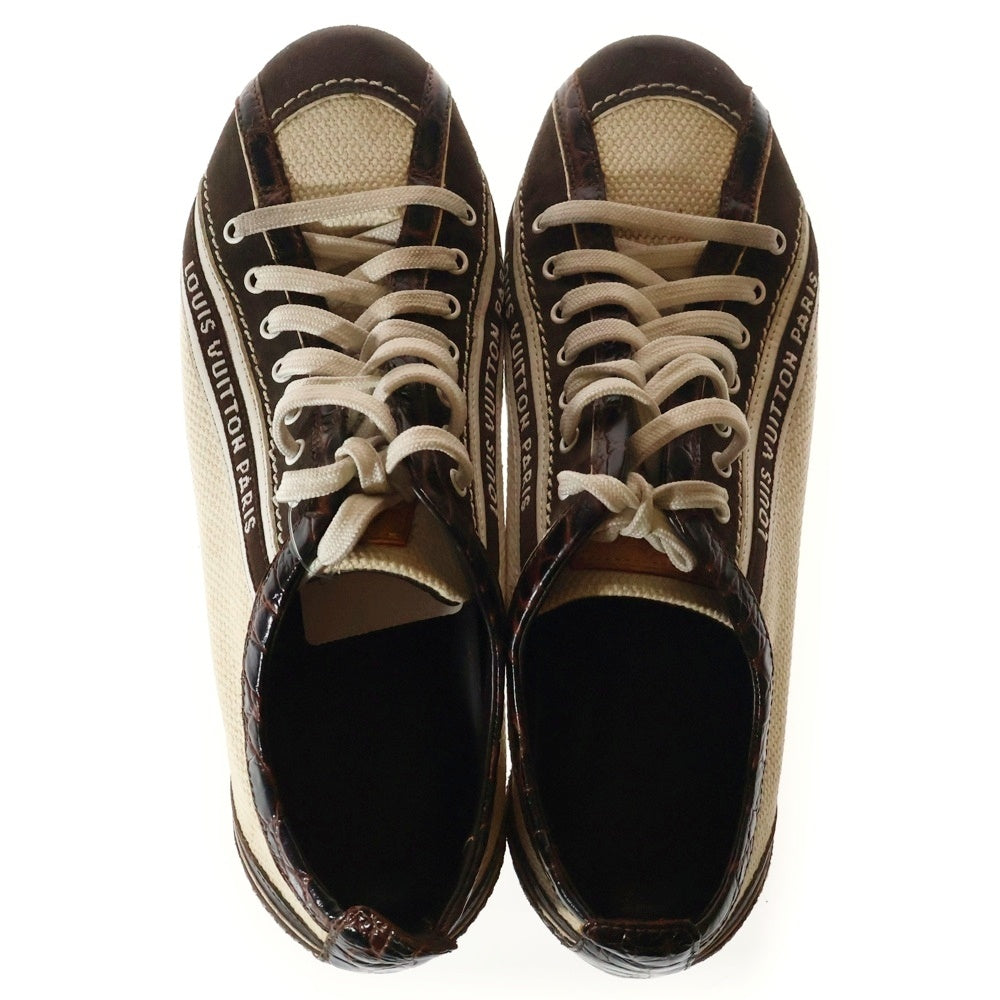 LOUIS VUITTON(ルイヴィトン) レザーキャンバス ローカットスニーカー ホワイト/ブラウン 36 1/2
