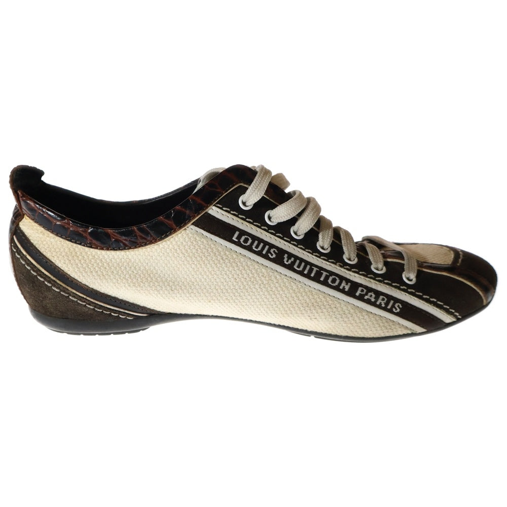 LOUIS VUITTON(ルイヴィトン) レザーキャンバス ローカットスニーカー ホワイト/ブラウン 36 1/2
