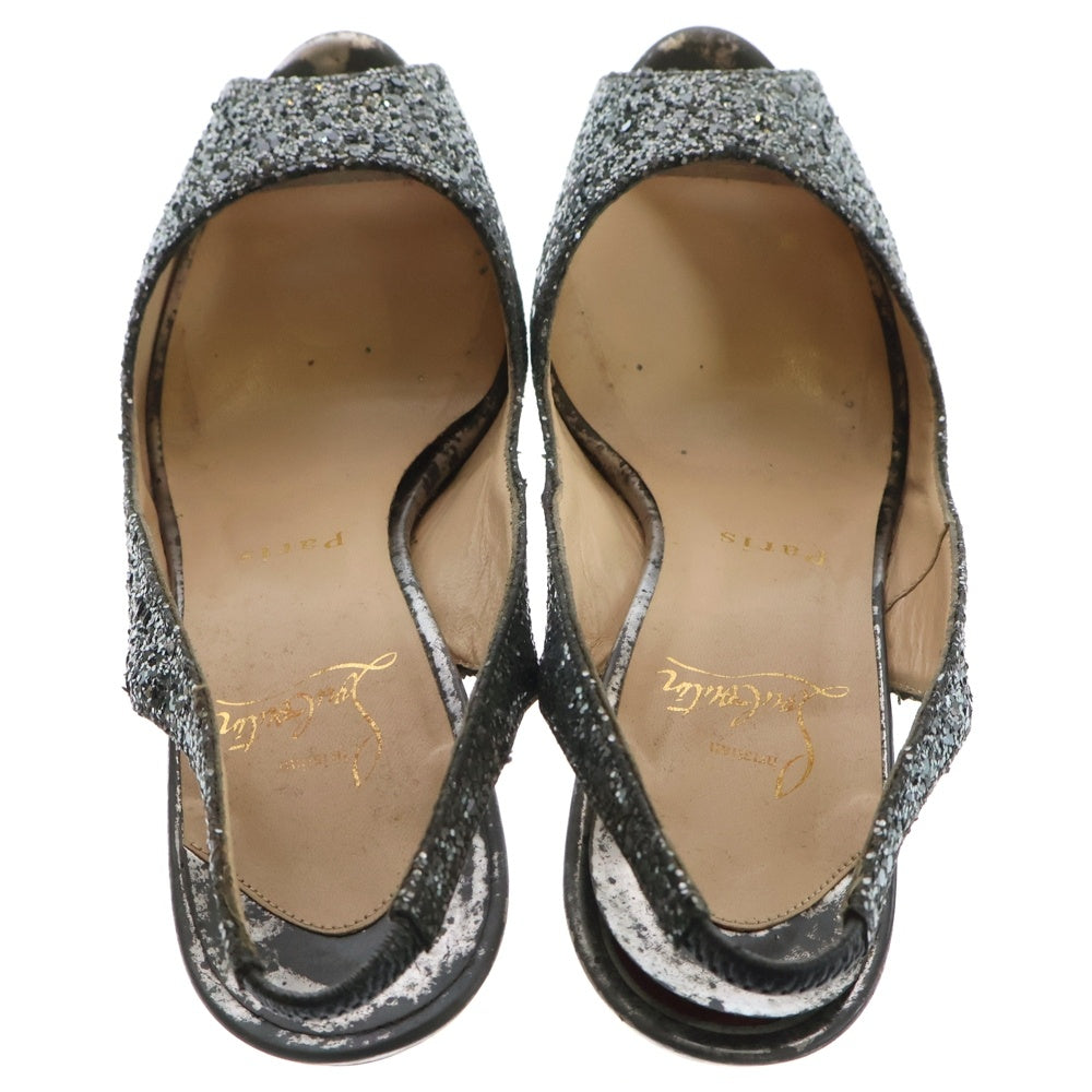 CHRISTIAN LOUBOUTIN(クリスチャンルブタン) NOPRIVE 120 GRITTER オープン グリッター ヒールパンプス ラメ シルバー 37.5 レディース
