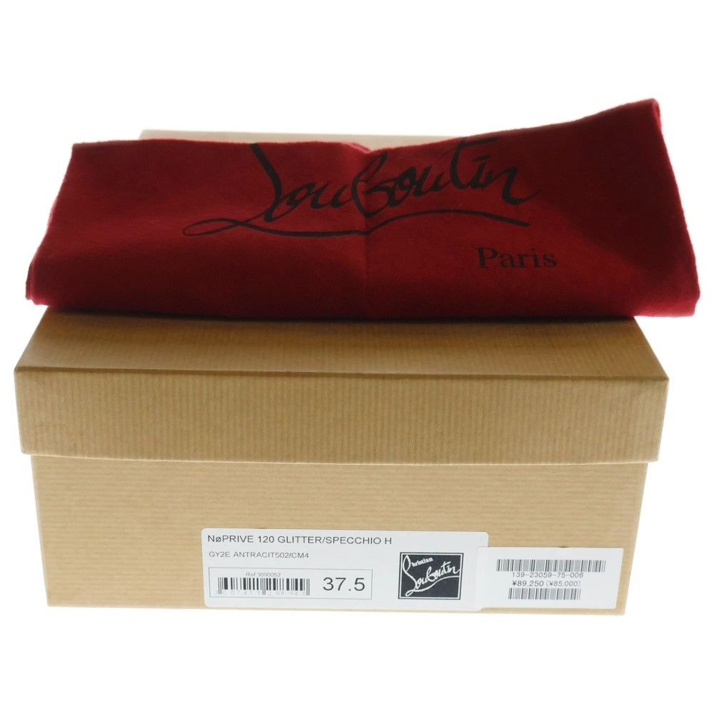 CHRISTIAN LOUBOUTIN(クリスチャンルブタン) NOPRIVE 120 GRITTER オープン グリッター ヒールパンプス ラメ シルバー 37.5 レディース