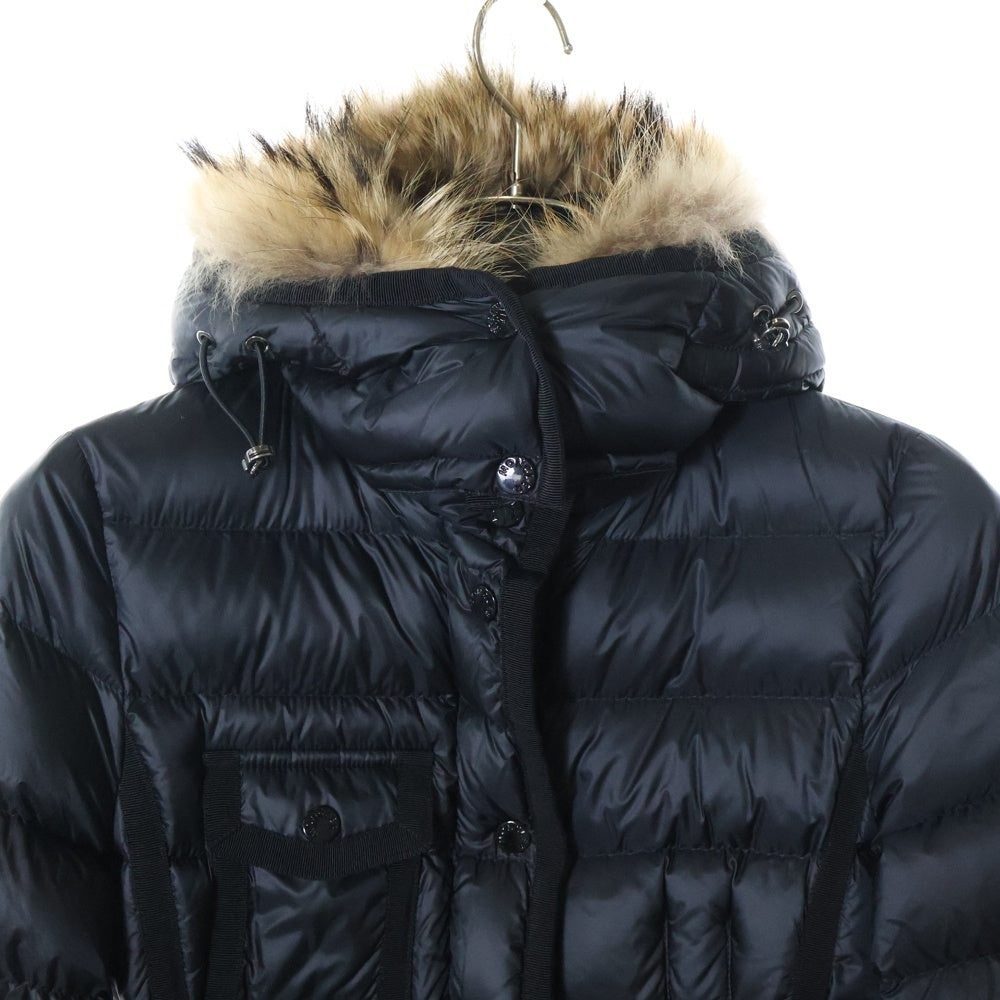 MONCLER(モンクレール) 20AW HERMIFUR エルミファー ファー付き フーデッドジャケット ロングダウンコート ブラック レディース E20934990015