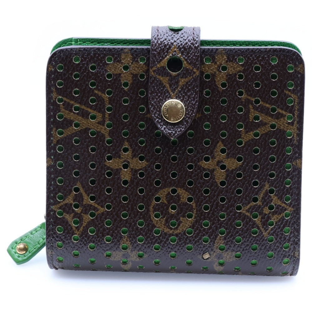 LOUIS VUITTON(ルイヴィトン) モノグラムペルフォ コンパクトジップ ヴェール 財布 ブラウン/グリーン M95218