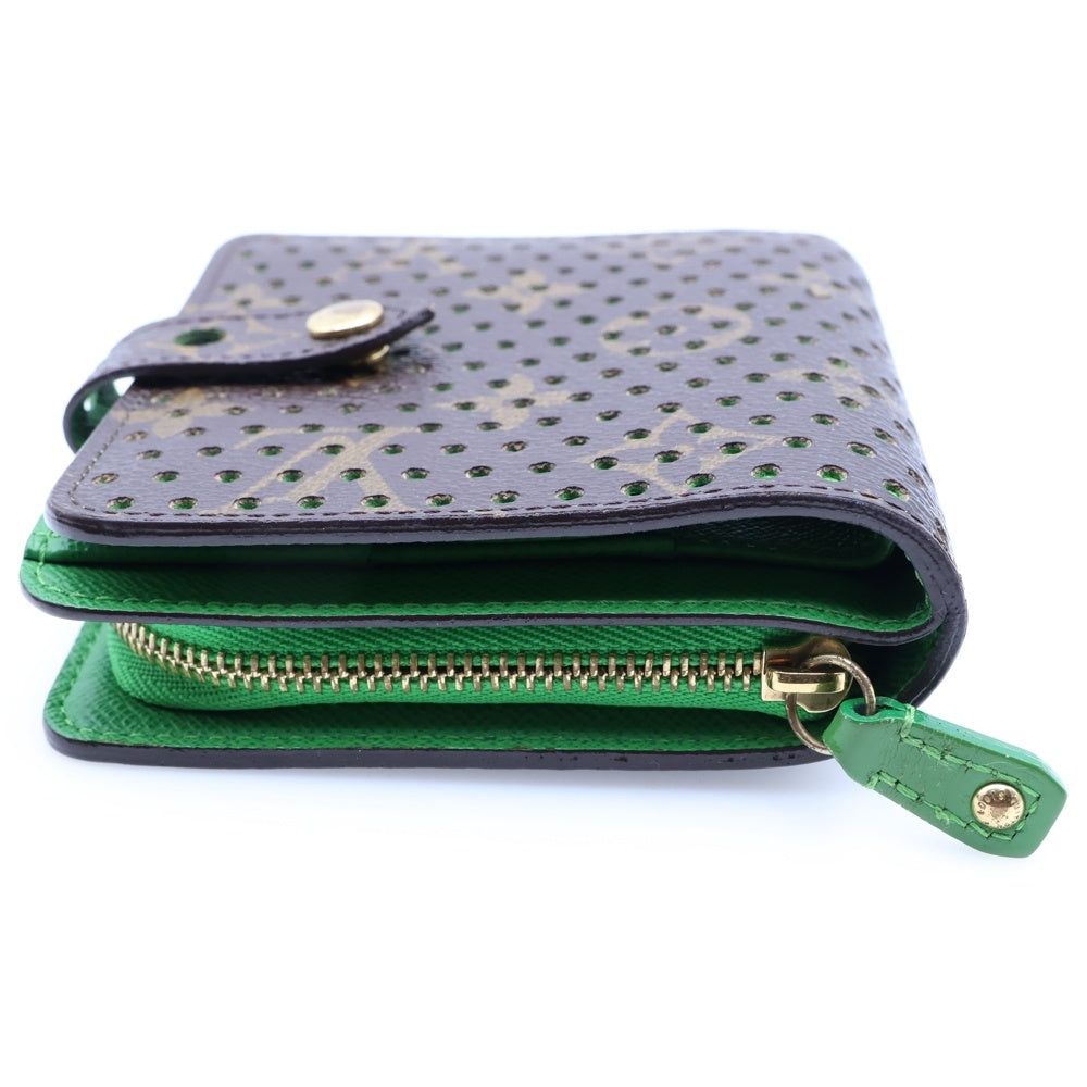LOUIS VUITTON(ルイヴィトン) モノグラムペルフォ コンパクトジップ ヴェール 財布 ブラウン/グリーン M95218