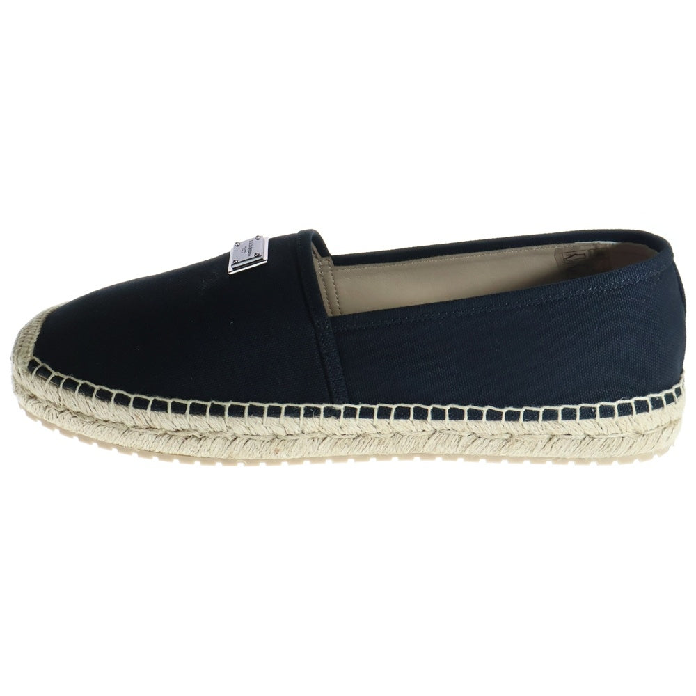 DOLCE & GABBANA(ドルチェアンドガッバーナ) Espadrilles Canvas エスパドリーユ キャンバス レザー スリッポン ブラック 9 A50502AQ23280999