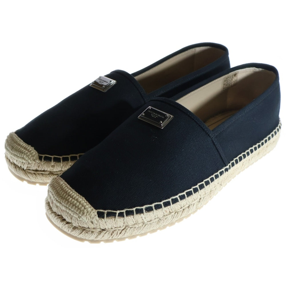 DOLCE & GABBANA(ドルチェアンドガッバーナ) Espadrilles Canvas エスパドリーユ キャンバス レザー スリッポン ブラック 9 A50502AQ23280999