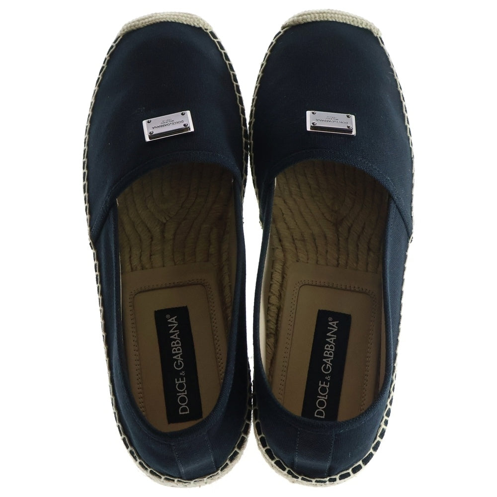 DOLCE & GABBANA(ドルチェアンドガッバーナ) Espadrilles Canvas エスパドリーユ キャンバス レザー スリッポン ブラック 9 A50502AQ23280999