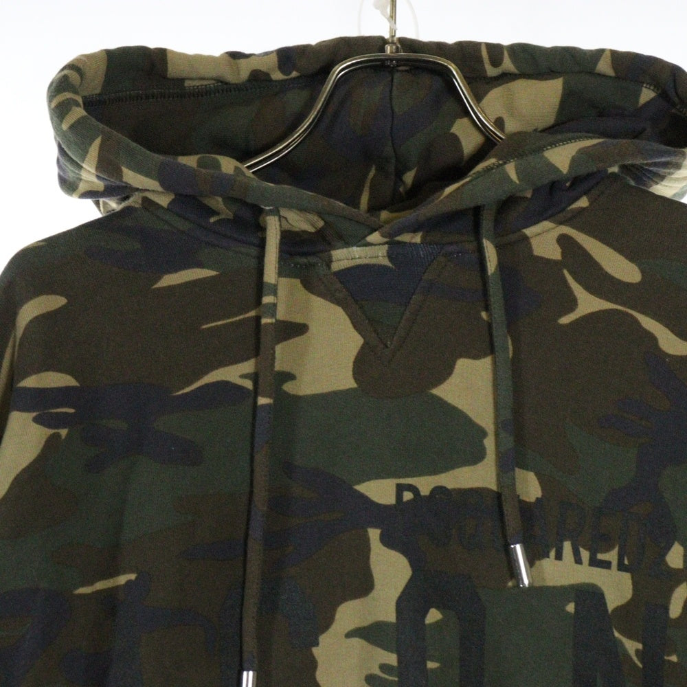 DSQUARED2(ディースクエアード) ICON CAMO アイコン カモフラ柄 裏起毛スウェットプルオーバーパーカー S79GU0006