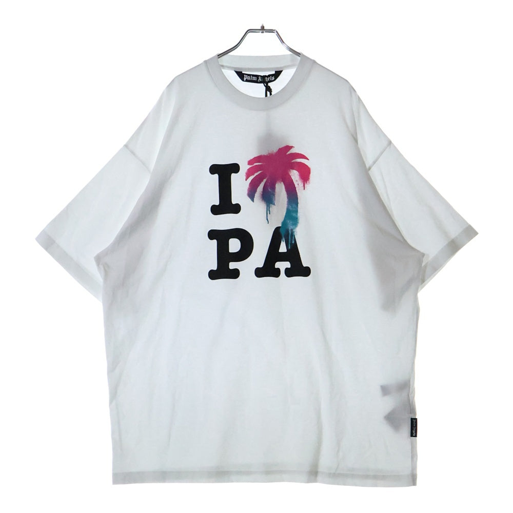 Palm Angels(パームエンジェルス) I Love Pa Classic フロントプリント 半袖Tシャツ ホワイト PMAA066S23JER0020184
