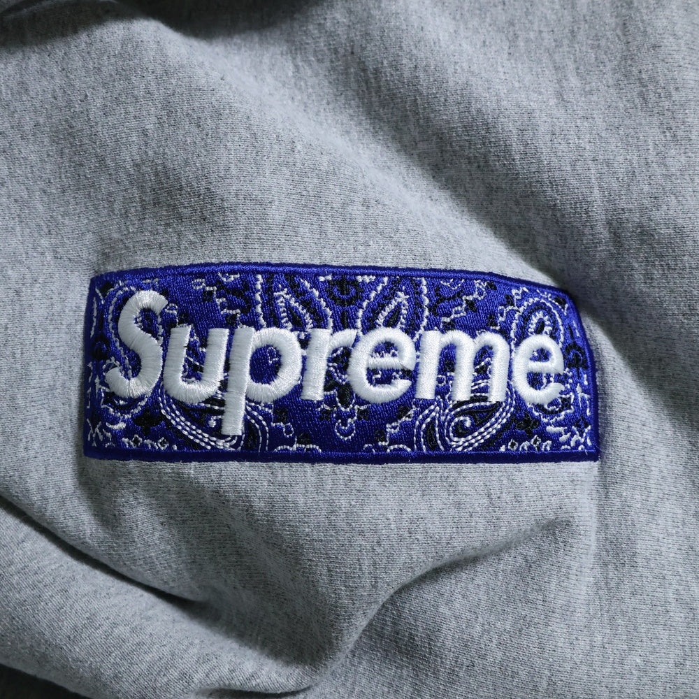 SUPREME(シュプリーム) 19AW Bandana Box Logo Hooded Sweatshirt バンダナボックスロゴ フーデッド プルオーバーパーカー グレー