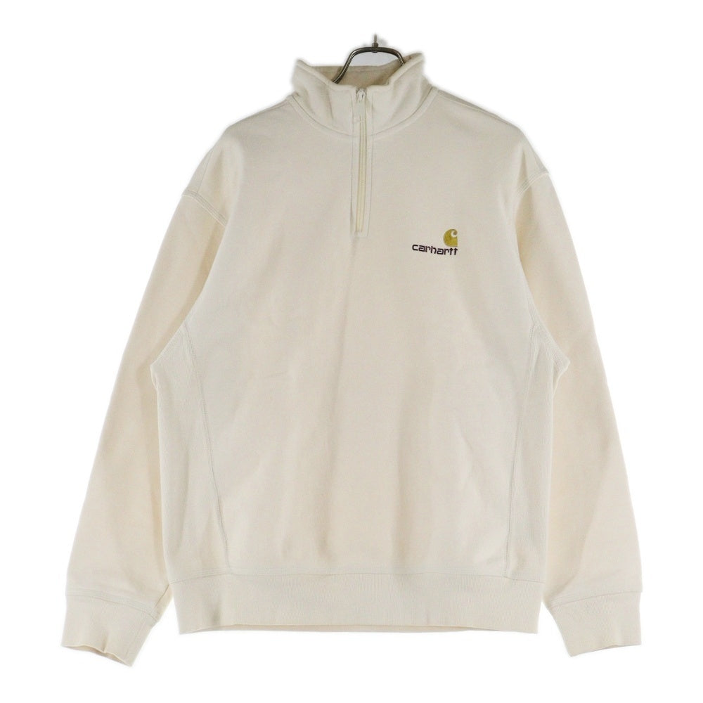 Carhartt WIP(カーハート ダブリューアイピー) ハーフジップ アメリカン スクリプト スウェットシャツ アイボリー 1027014-23F