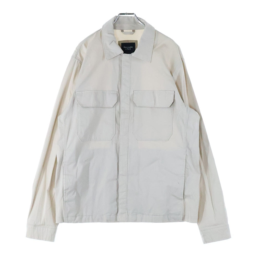 Abercrombie&Fitch(アバクロンビーアンドフィッチ) フロントボタン 2ポケット コットン 長袖シャツ ロングスリーブ アイボリー