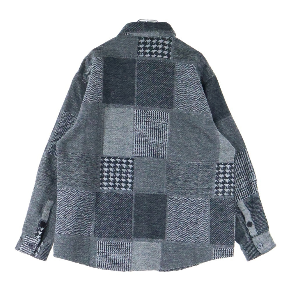 NO BRAND(ノーブランド) カラーブロック 長袖シャツ ロングスリーブ グレー