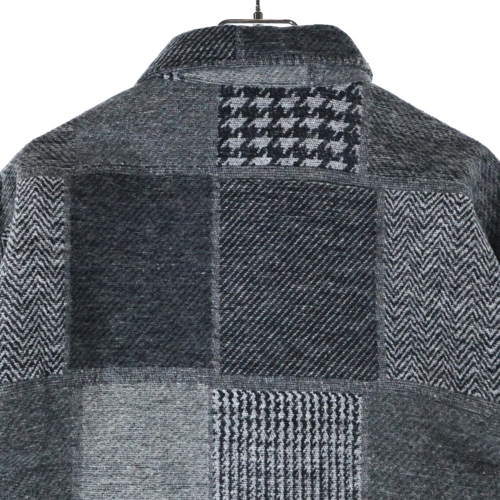 NO BRAND(ノーブランド) カラーブロック 長袖シャツ ロングスリーブ グレー