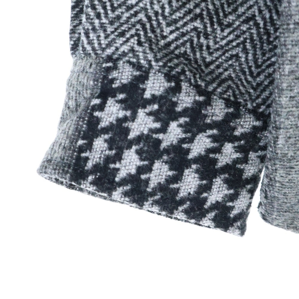 NO BRAND(ノーブランド) カラーブロック 長袖シャツ ロングスリーブ グレー
