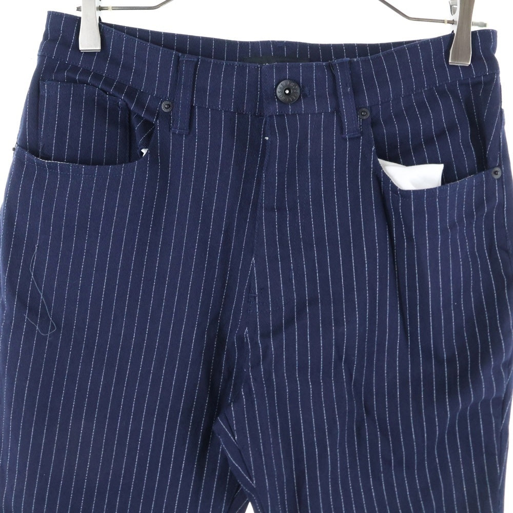 roshell(ロシェル) ストライプ柄 ジップフライ スキニーパンツ ネイビー
