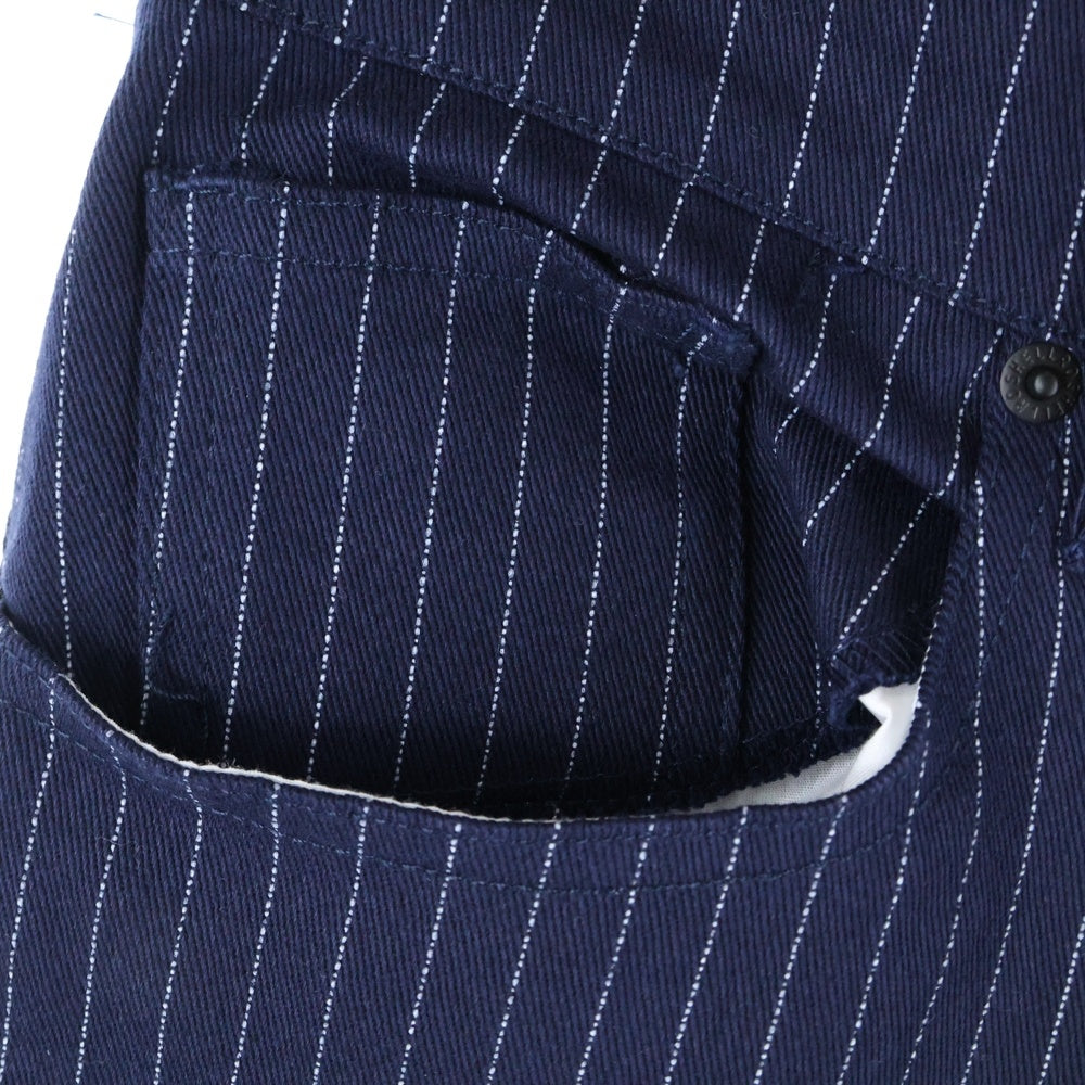 roshell(ロシェル) ストライプ柄 ジップフライ スキニーパンツ ネイビー