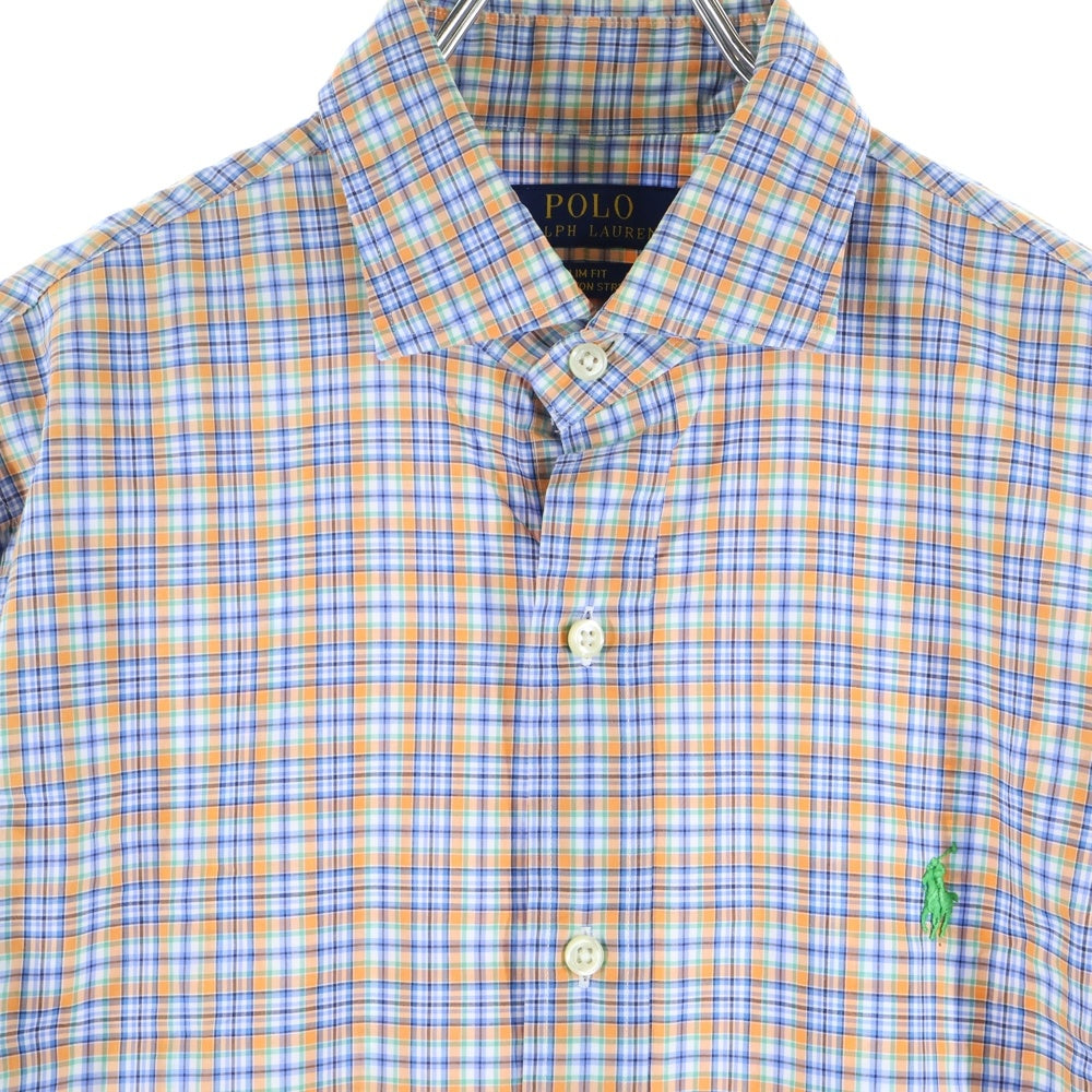 POLO RALPH LAUREN(ポロラルフローレン) チェック柄 長袖シャツ ブルー/オレンジ