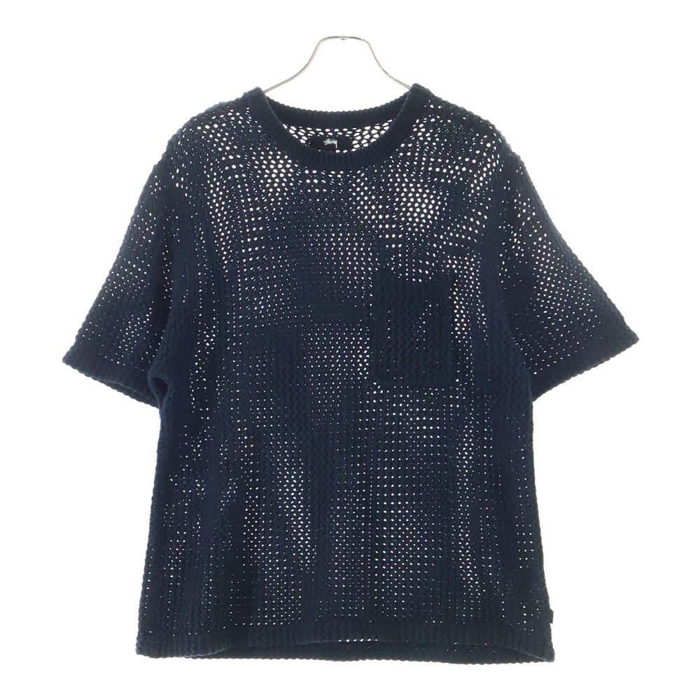 STUSSY(ステューシー) Odyed Mesh Tee メッシュ クルーネック Tシャツ 半袖カットソー ブラック