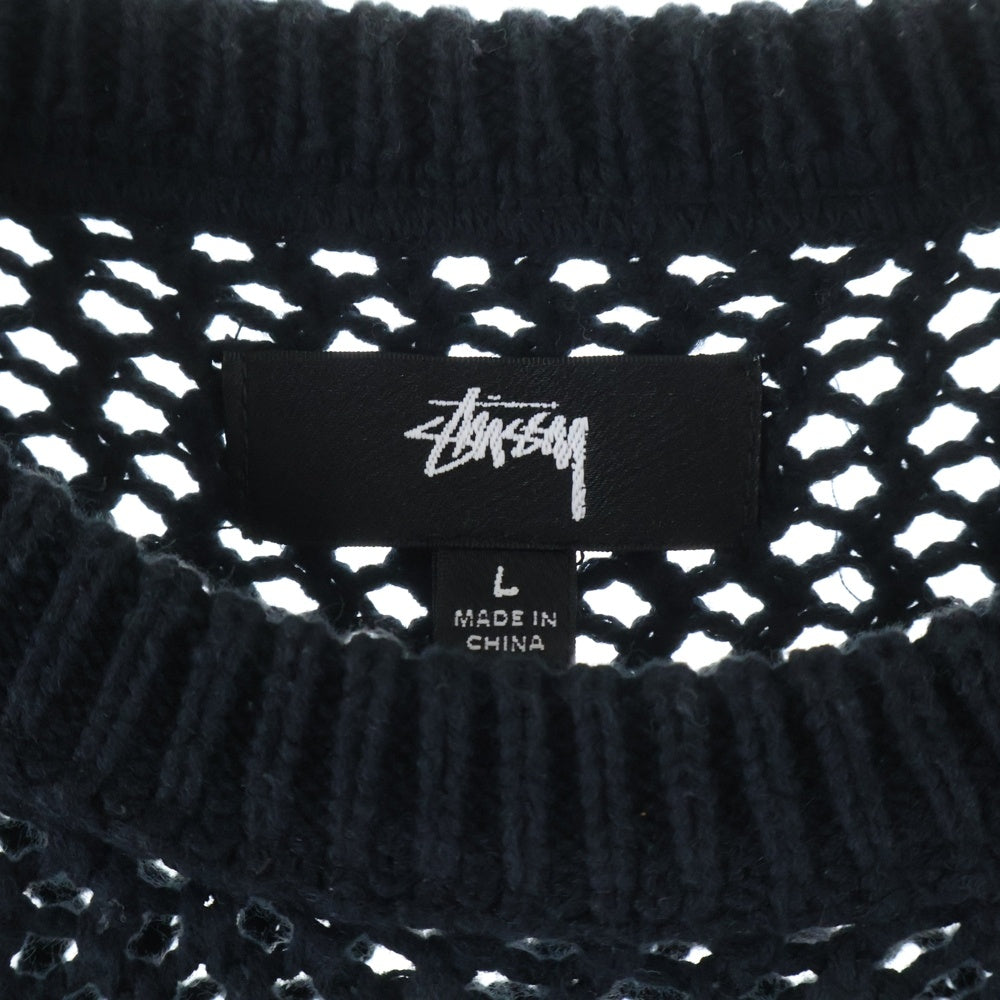 STUSSY(ステューシー) Odyed Mesh Tee メッシュ クルーネック Tシャツ 半袖カットソー ブラック