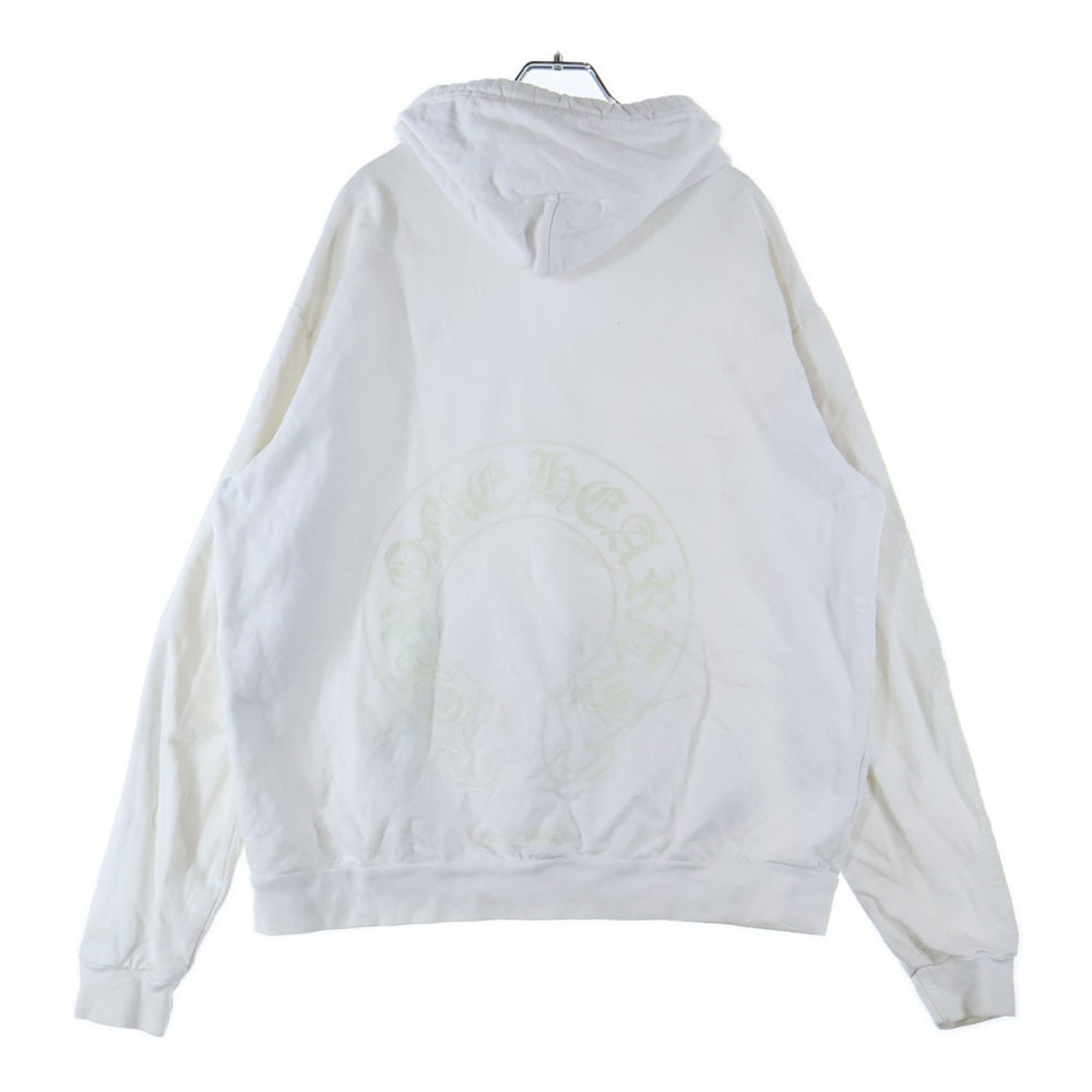 CHROME HEARTS(クロムハーツ) WWW.CHROMEHEARTS.COM HOODIE オンライン限定ホースシューバックプリントプルオーバーパーカー ホワイト