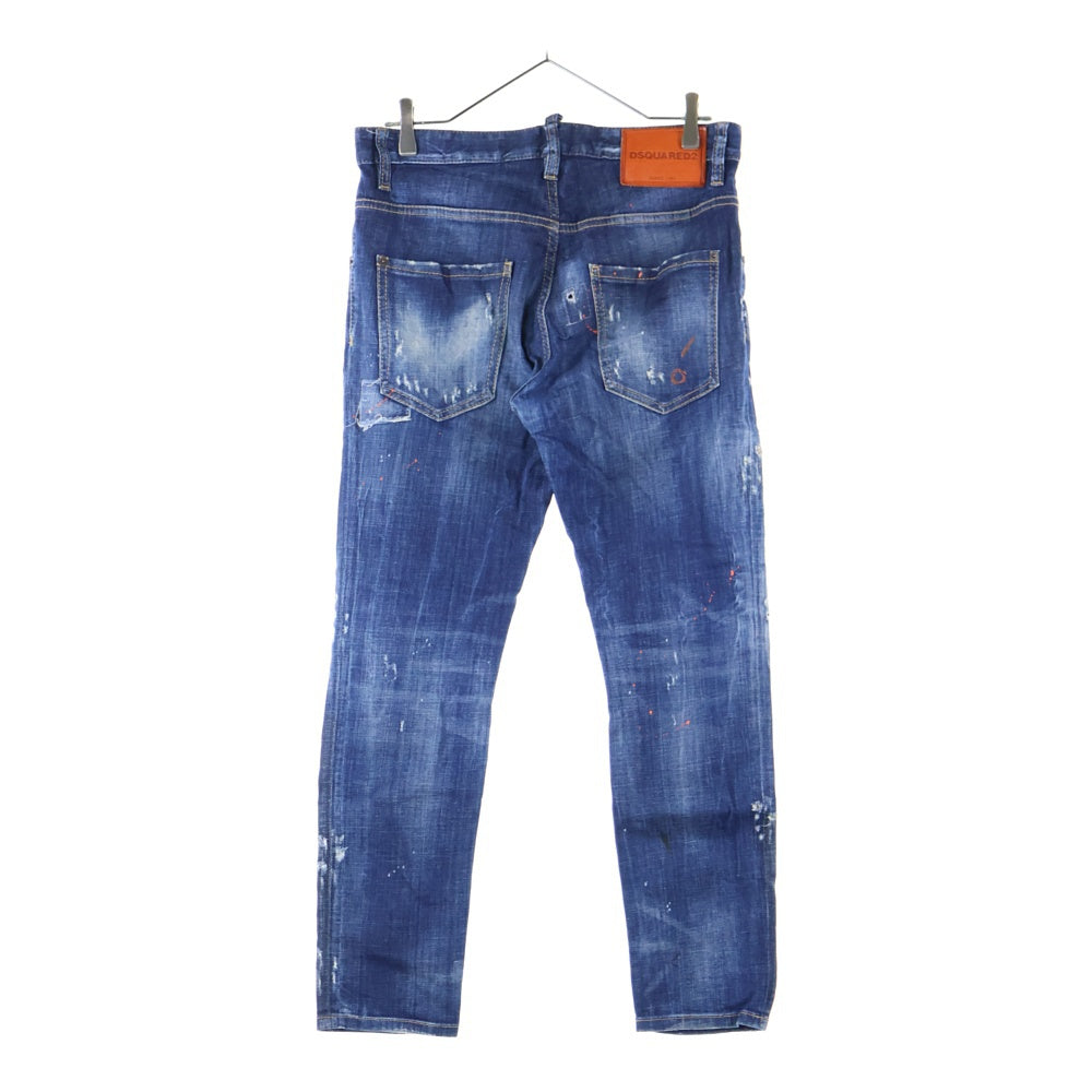 DSQUARED2(ディースクエアード) 20SS Skater Jean ダメージ加工 スリムフィット ストレッチデニムパンツ ジーンズ インディゴ S74LB0686 S30342