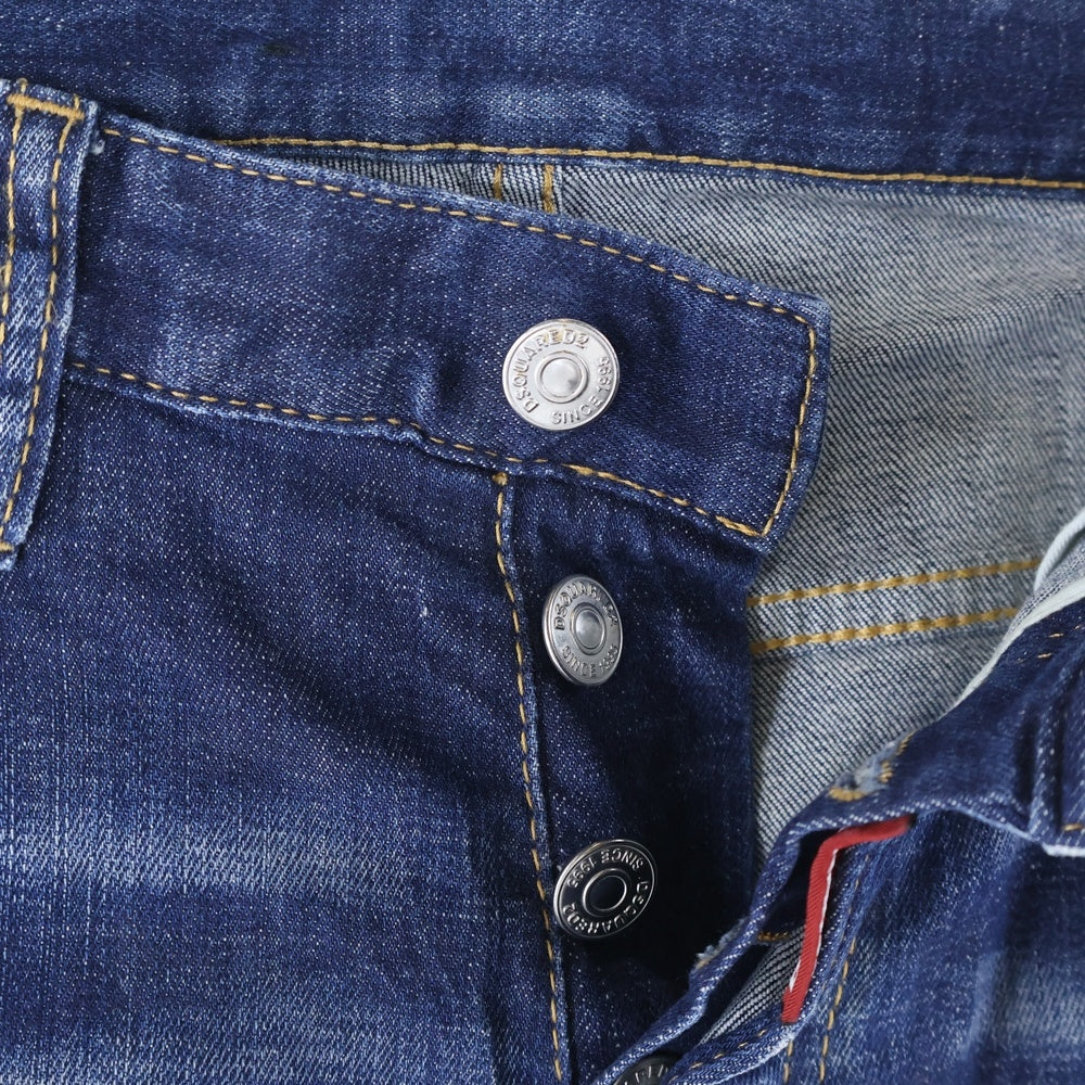 DSQUARED2(ディースクエアード) 20SS Skater Jean ダメージ加工 スリムフィット ストレッチデニムパンツ ジーンズ インディゴ S74LB0686 S30342