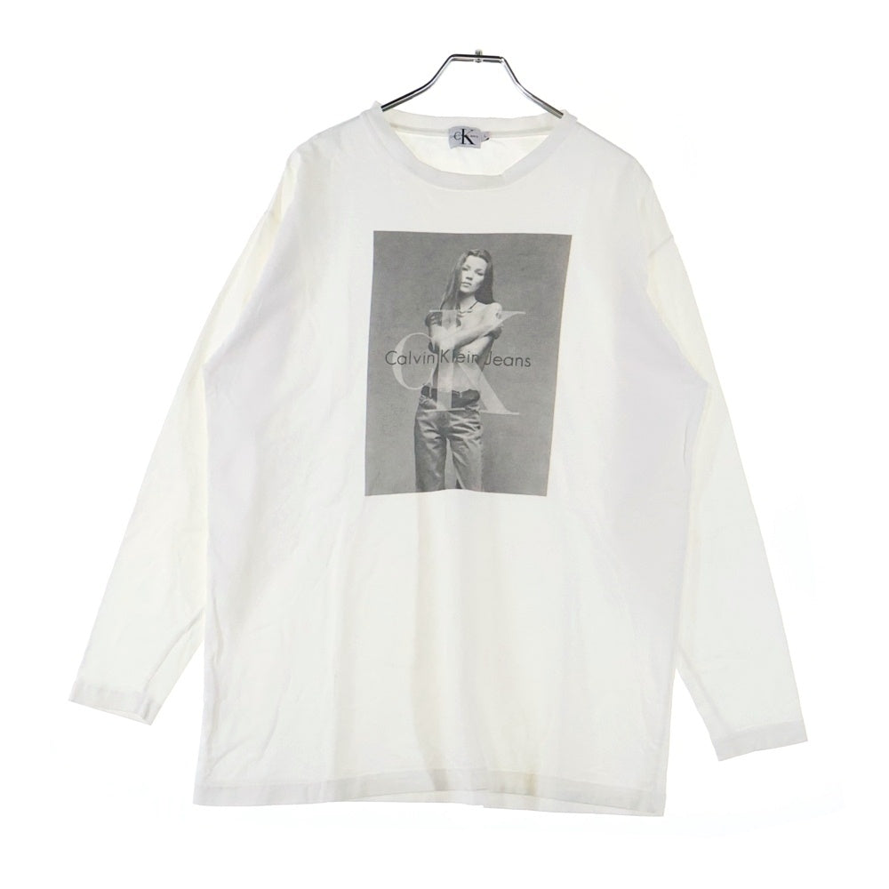 Calvin Klein Jeans(カルバンクラインジーンズ) Kate Moss ケイトモス クルーネック 長袖Tシャツ ロングスリーブ ホワイト