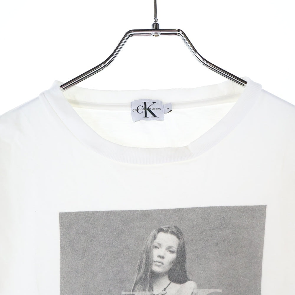 Calvin Klein Jeans(カルバンクラインジーンズ) Kate Moss ケイトモス クルーネック 長袖Tシャツ ロングスリーブ ホワイト