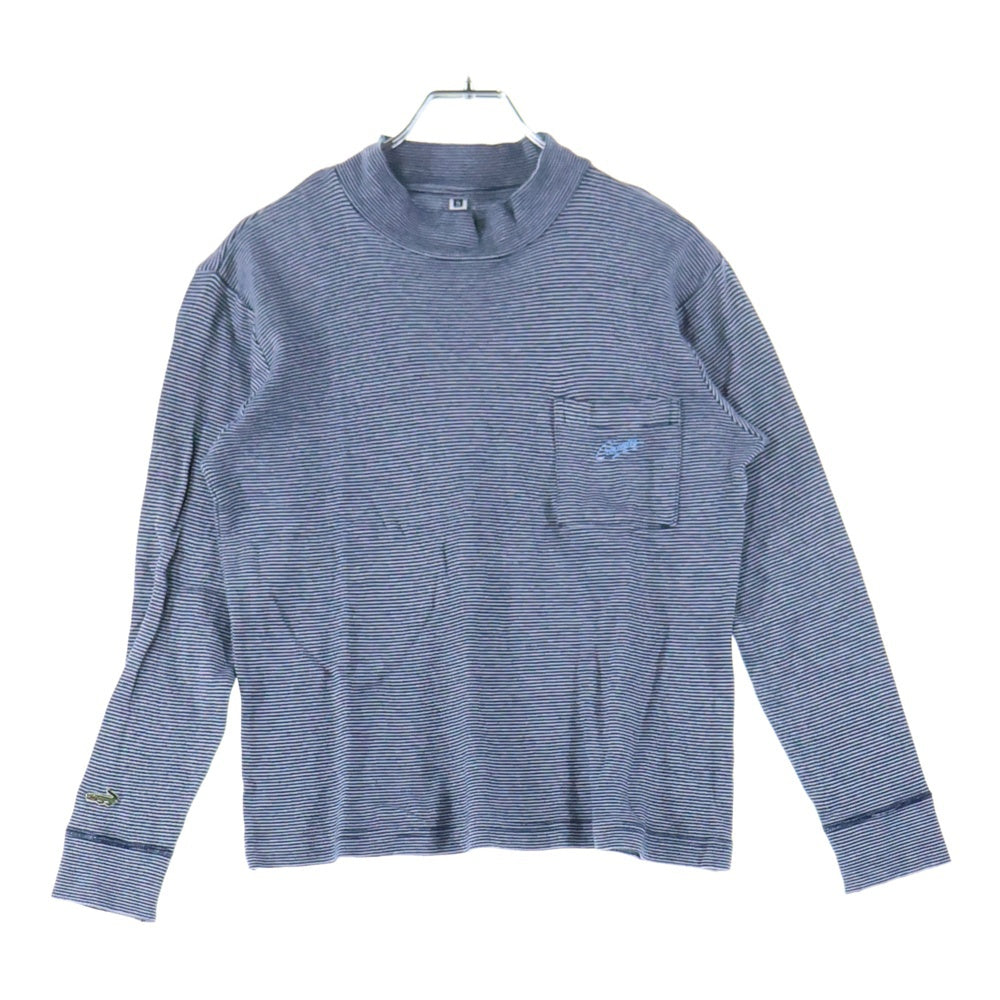 NO BRAND(ノーブランド) CROCODILE モックネック 長袖Tシャツ ネイビー/ホワイト
