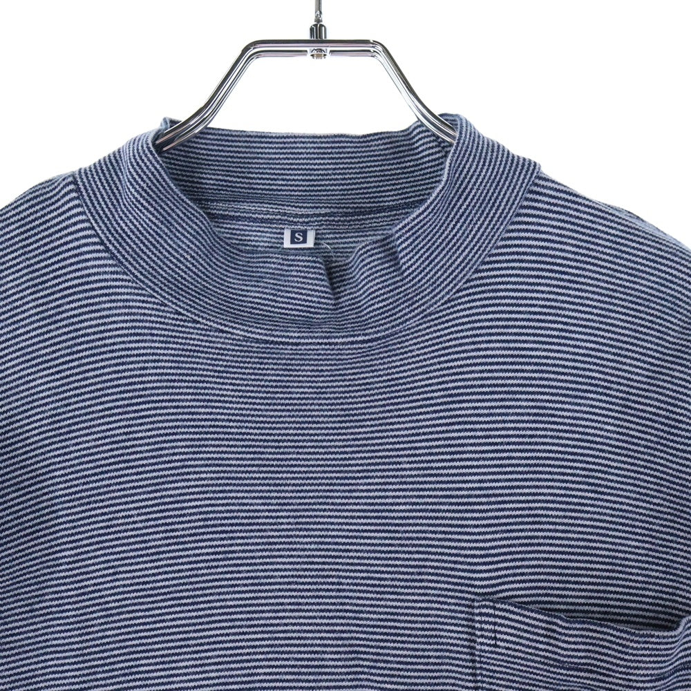 NO BRAND(ノーブランド) CROCODILE モックネック 長袖Tシャツ ネイビー/ホワイト