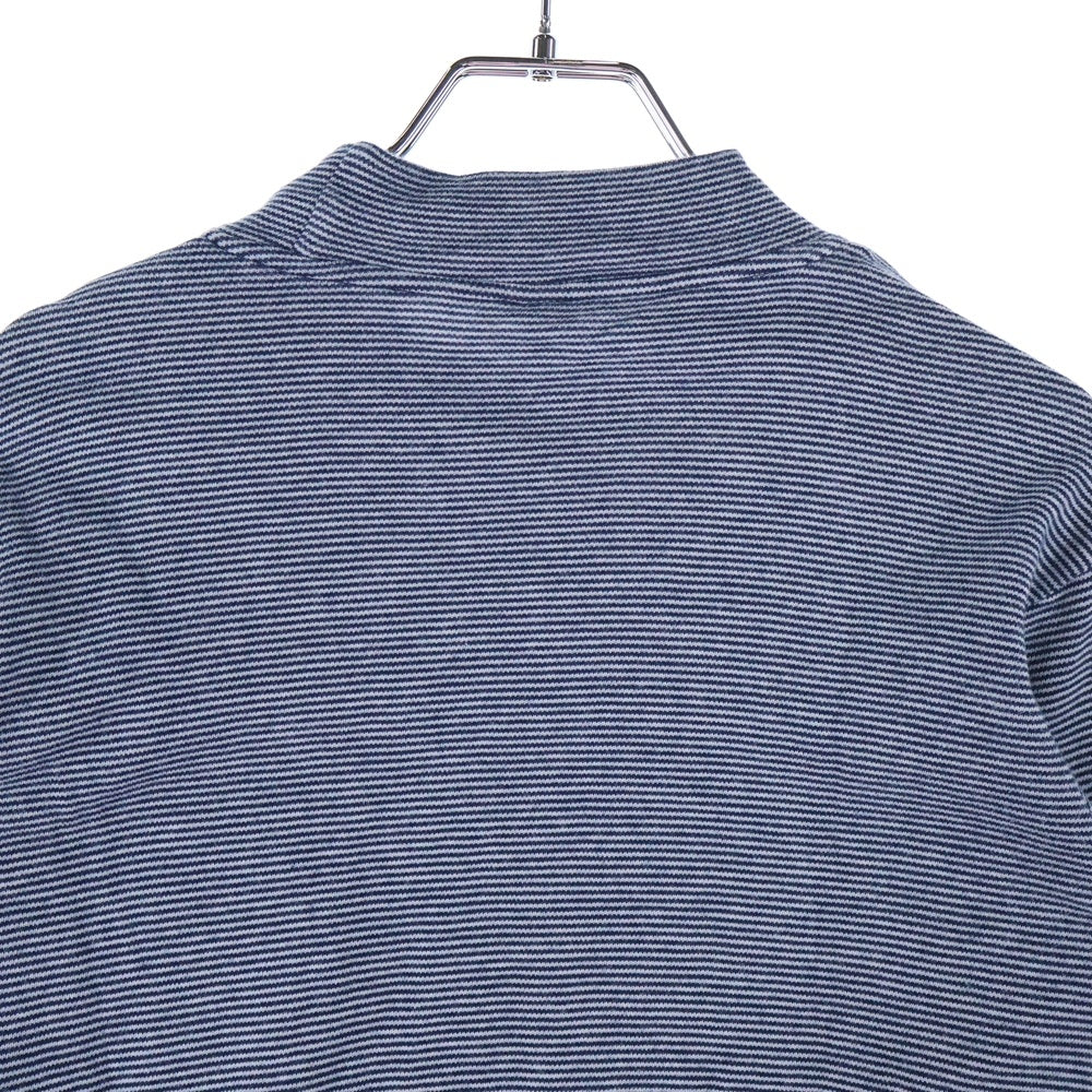 NO BRAND(ノーブランド) CROCODILE モックネック 長袖Tシャツ ネイビー/ホワイト