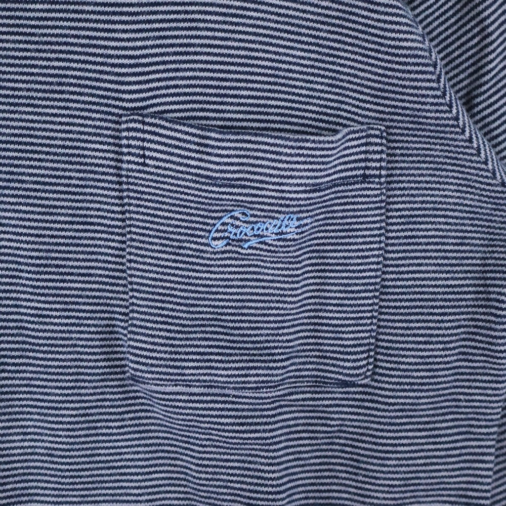 NO BRAND(ノーブランド) CROCODILE モックネック 長袖Tシャツ ネイビー/ホワイト