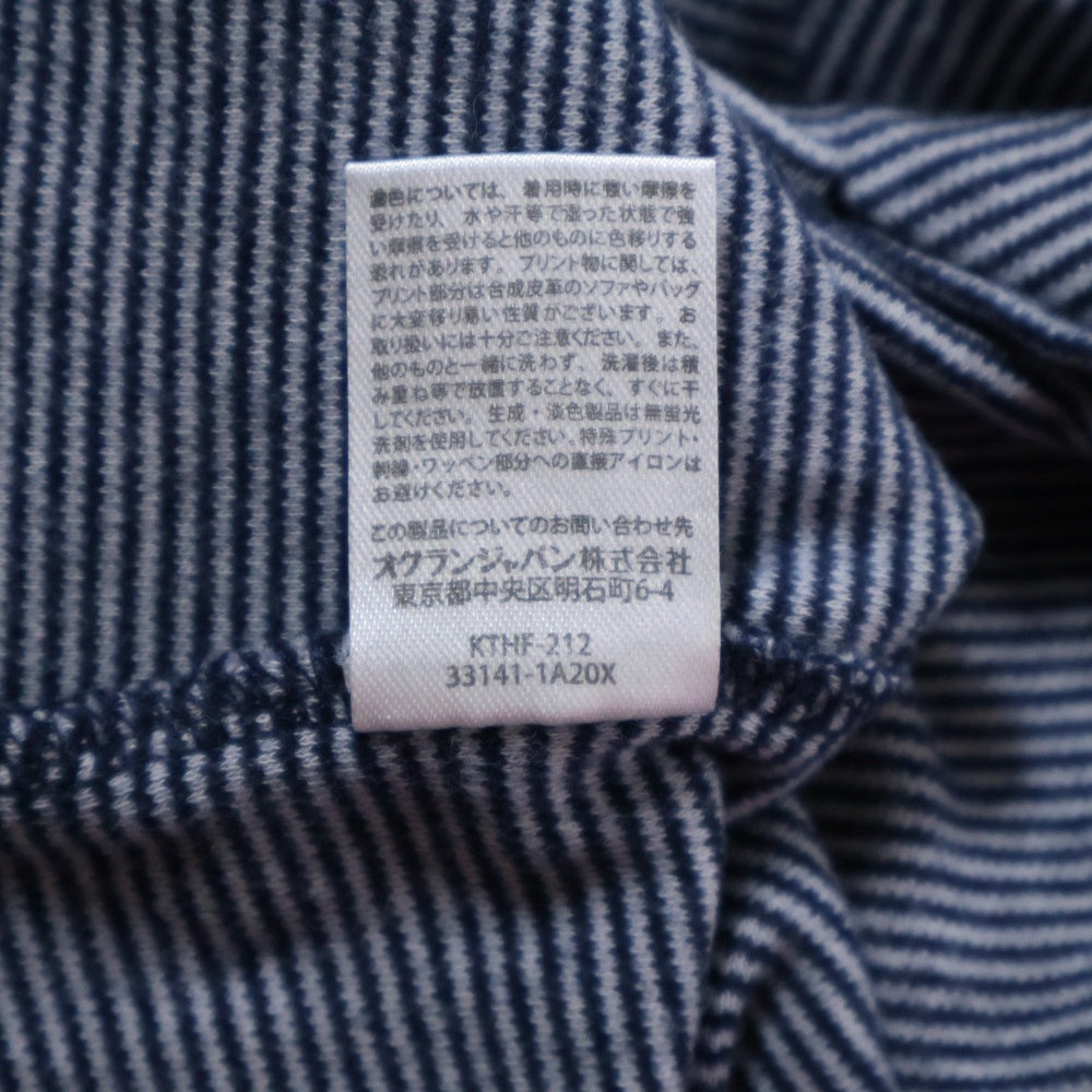 NO BRAND(ノーブランド) CROCODILE モックネック 長袖Tシャツ ネイビー/ホワイト