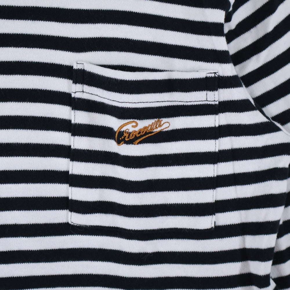 NO BRAND(ノーブランド) CROCODILE モックネック 長袖Tシャツ ブラック/ホワイト