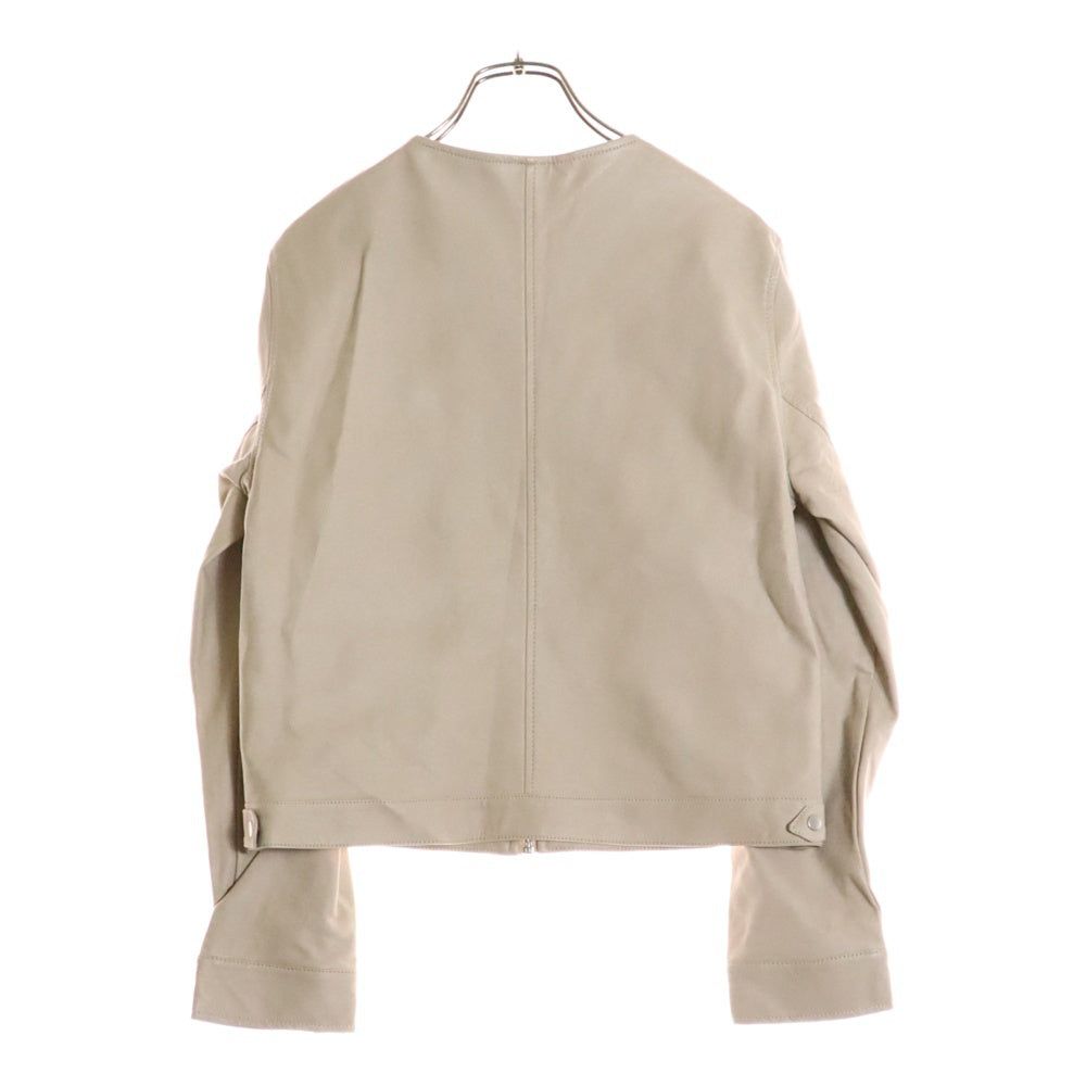 NO BRAND(ノーブランド) レザージャケット クルーネック ベージュ