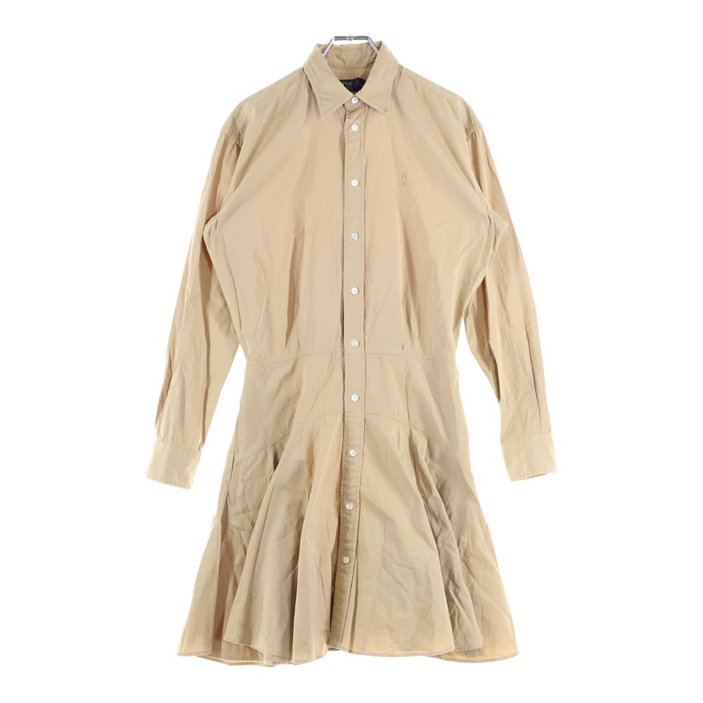 POLO RALPH LAUREN(ポロラルフローレン) ポロ刺繍 ベルベット シャツワンピース ベージュ