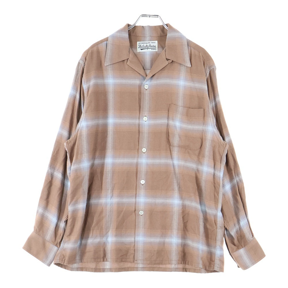 WACKO MARIA(ワコマリア) 22AW OMBRAY CHECK OPEN COLLAR SHIRT L/S オンブレチェック オープンカラー 長袖シャツ ブラウン