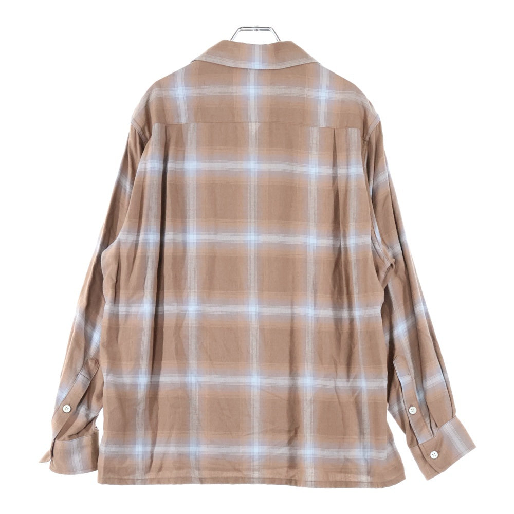 WACKO MARIA(ワコマリア) 22AW OMBRAY CHECK OPEN COLLAR SHIRT L/S オンブレチェック オープンカラー 長袖シャツ ブラウン