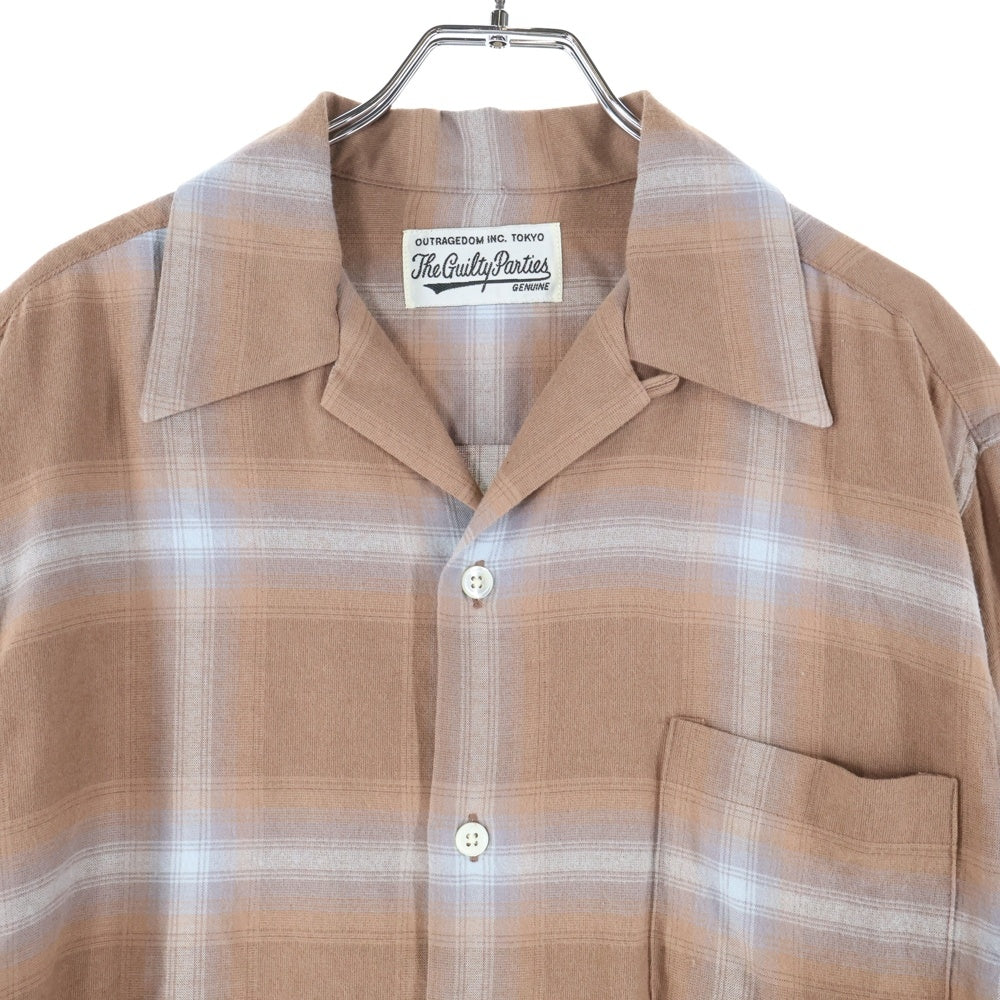 WACKO MARIA(ワコマリア) 22AW OMBRAY CHECK OPEN COLLAR SHIRT L/S オンブレチェック オープンカラー 長袖シャツ ブラウン