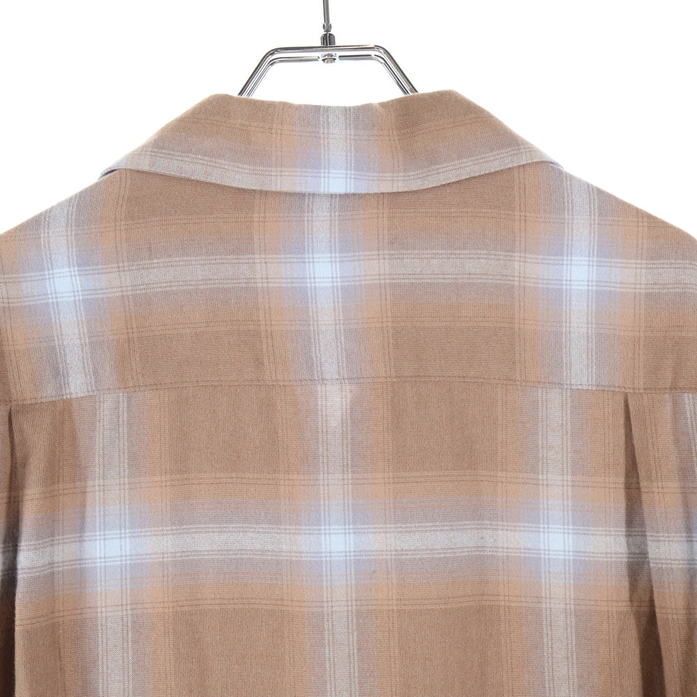 WACKO MARIA(ワコマリア) 22AW OMBRAY CHECK OPEN COLLAR SHIRT L/S オンブレチェック オープンカラー 長袖シャツ ブラウン