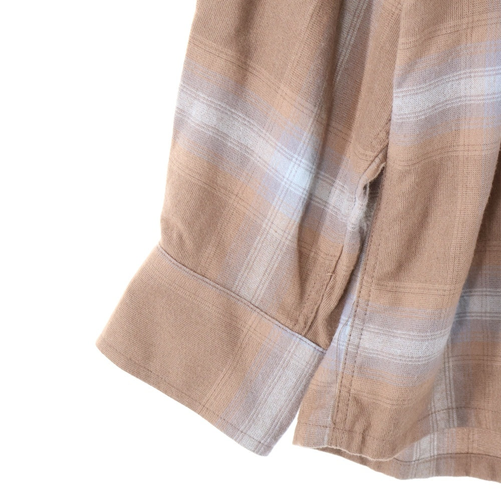 WACKO MARIA(ワコマリア) 22AW OMBRAY CHECK OPEN COLLAR SHIRT L/S オンブレチェック オープンカラー 長袖シャツ ブラウン