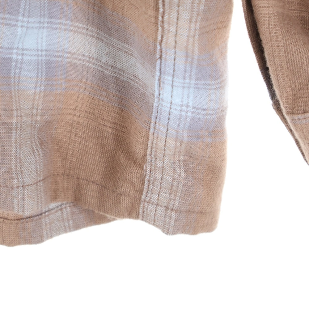 WACKO MARIA(ワコマリア) 22AW OMBRAY CHECK OPEN COLLAR SHIRT L/S オンブレチェック オープンカラー 長袖シャツ ブラウン