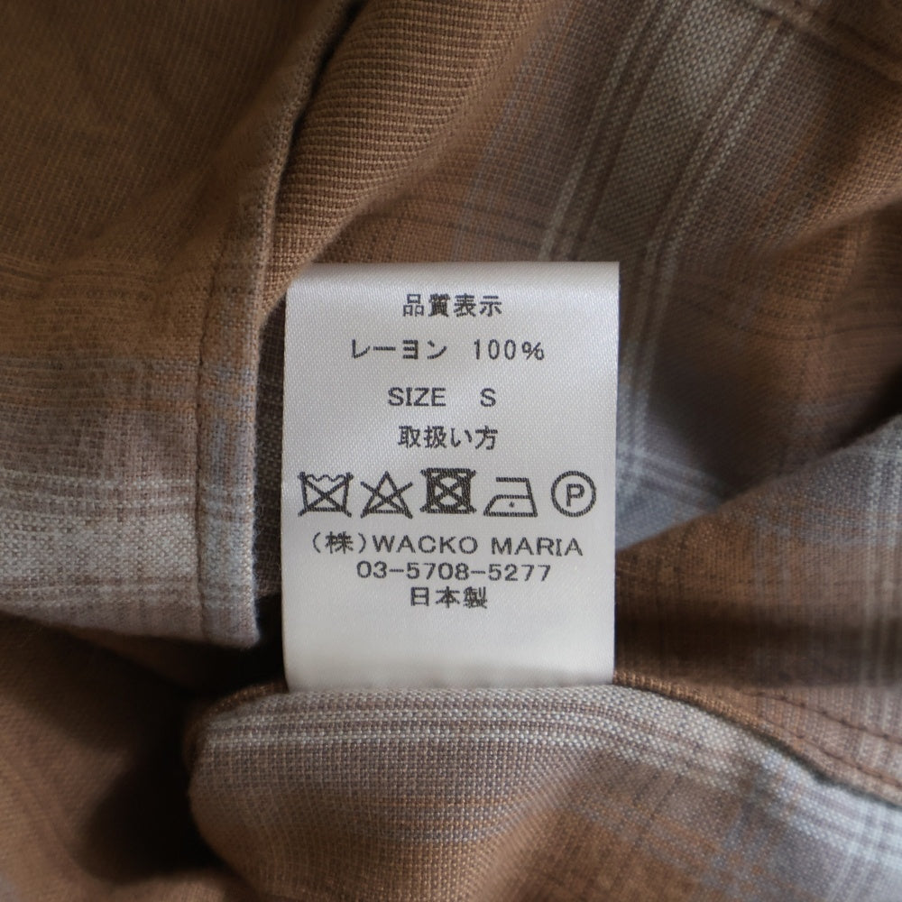 WACKO MARIA(ワコマリア) 22AW OMBRAY CHECK OPEN COLLAR SHIRT L/S オンブレチェック オープンカラー 長袖シャツ ブラウン