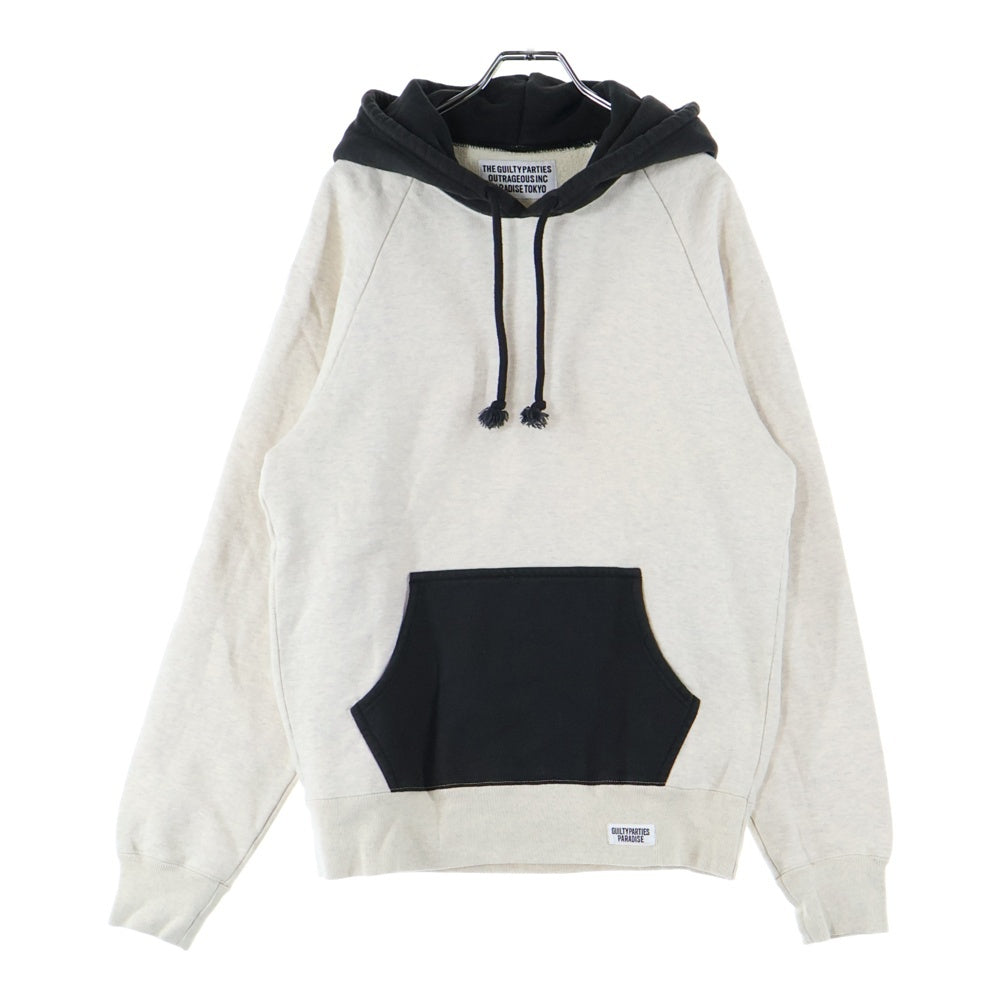 WACKO MARIA(ワコマリア) TWO-TONE WASHED HEAVY WEIGHT PULLOVER HOODED SWEAT SHIRT フーディ プルオーバーパーカー アイボリー/ブラック