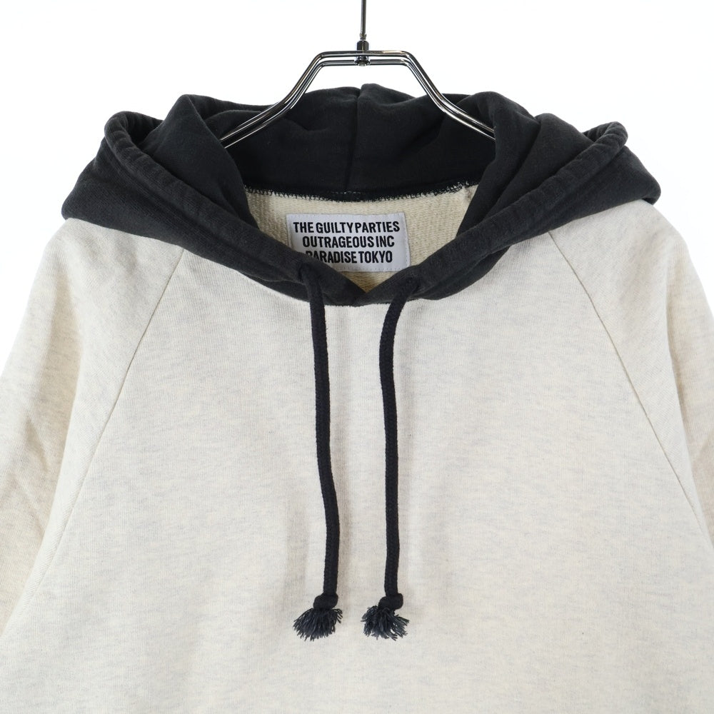 WACKO MARIA(ワコマリア) TWO-TONE WASHED HEAVY WEIGHT PULLOVER HOODED SWEAT SHIRT フーディ プルオーバーパーカー アイボリー/ブラック