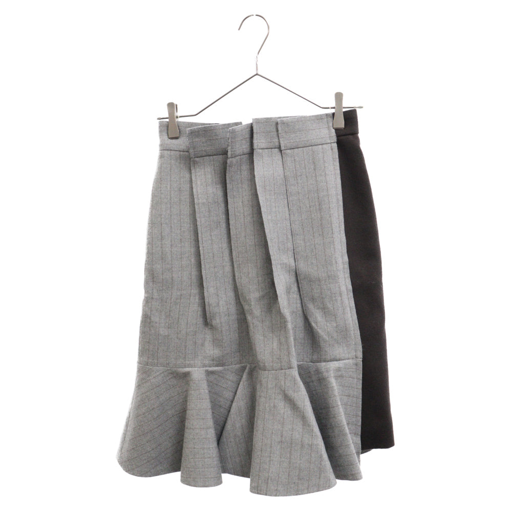 Sacai(サカイ) 23AW Wool Melton Stripe Skirt 23-06988 ウール メルトン ストライプ スカート グレー レディース