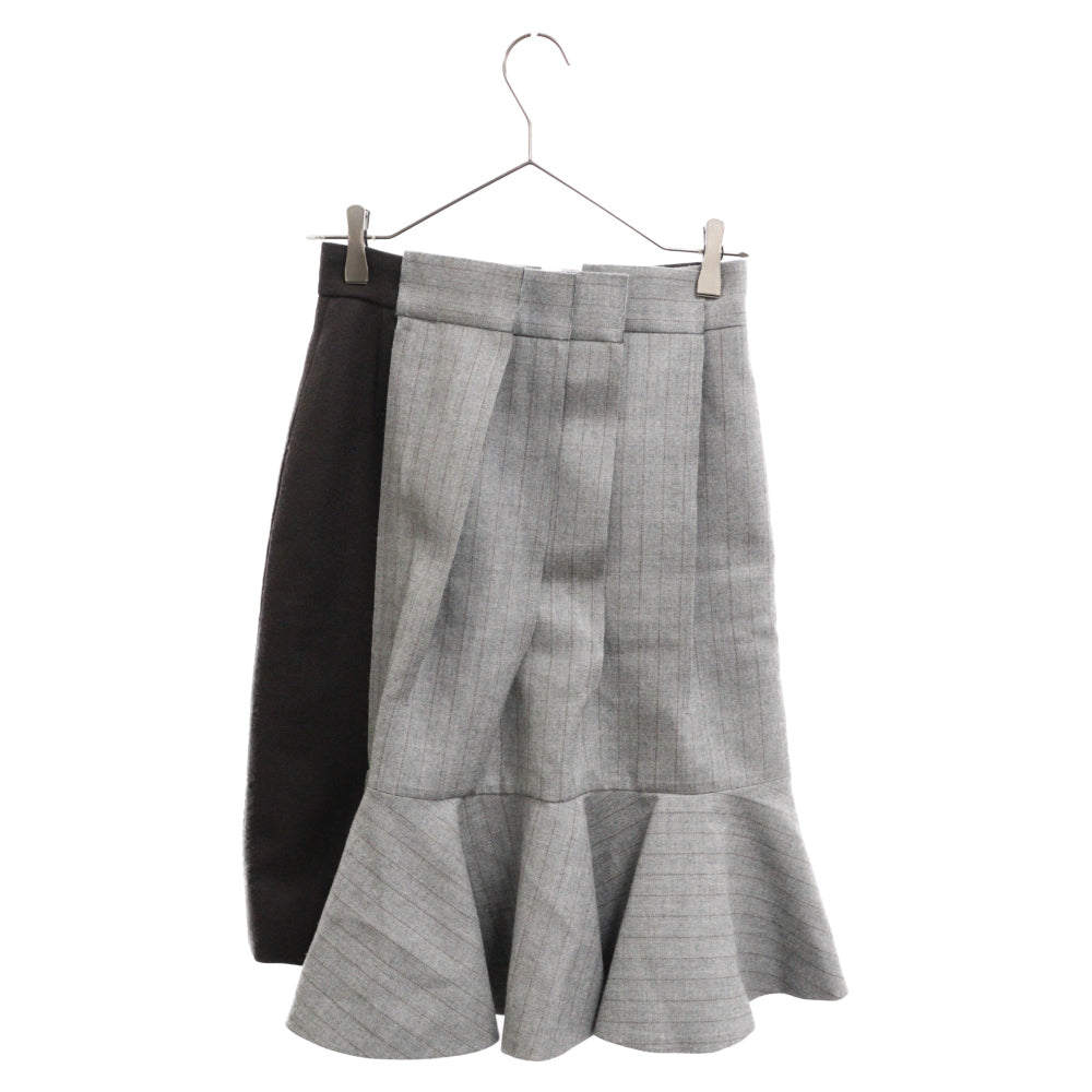 Sacai(サカイ) 23AW Wool Melton Stripe Skirt 23-06988 ウール メルトン ストライプ スカート グレー レディース