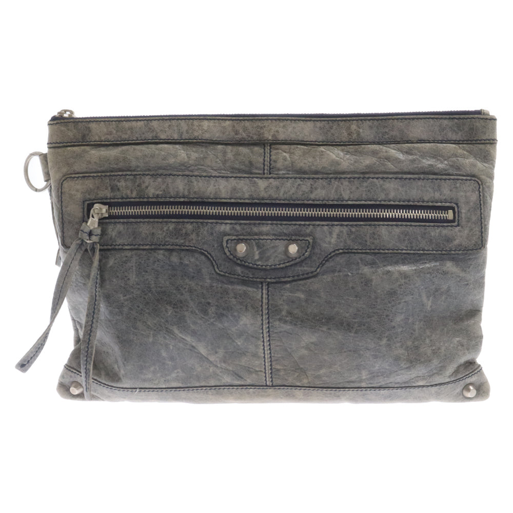 BALENCIAGA(バレンシアガ) Classic Clip M クラシッククリップM レザークラッチバッグ グレー 248406